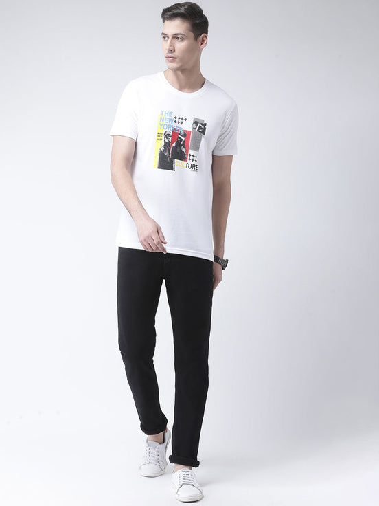 Men's White Round Neck T-Shirt - clubyork