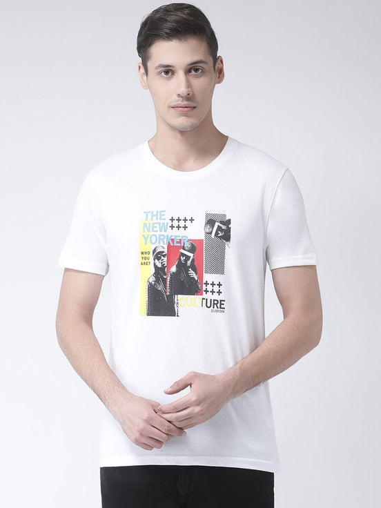 Men's White Round Neck T-Shirt - clubyork