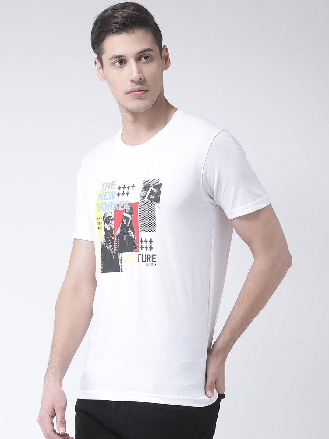 Men's White Round Neck T-Shirt - clubyork