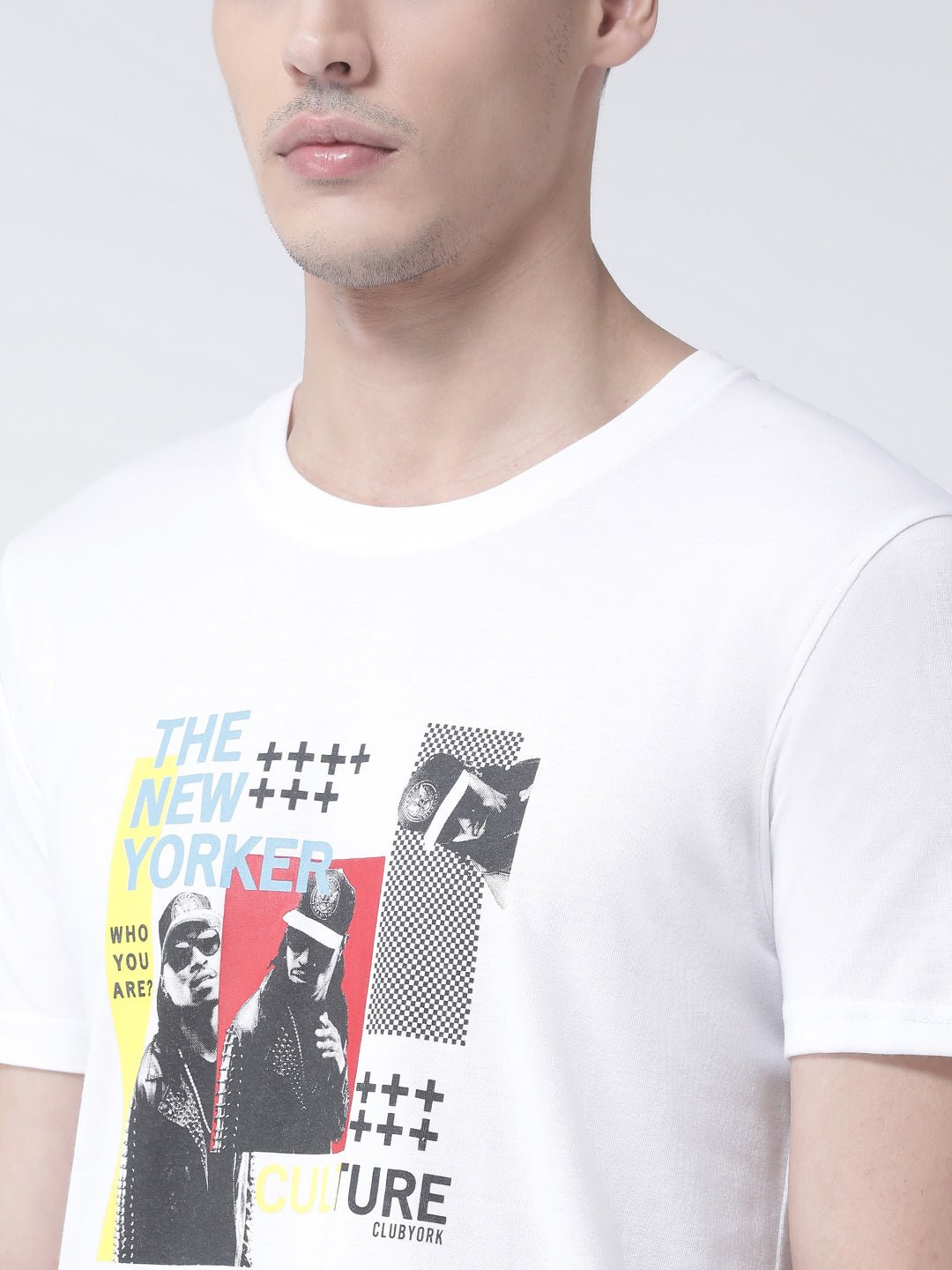 Men's White Round Neck T-Shirt - clubyork