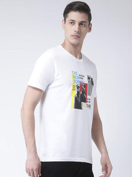 Men's White Round Neck T-Shirt - clubyork