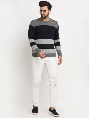 Multi Colourblocked Round Neck Sweater