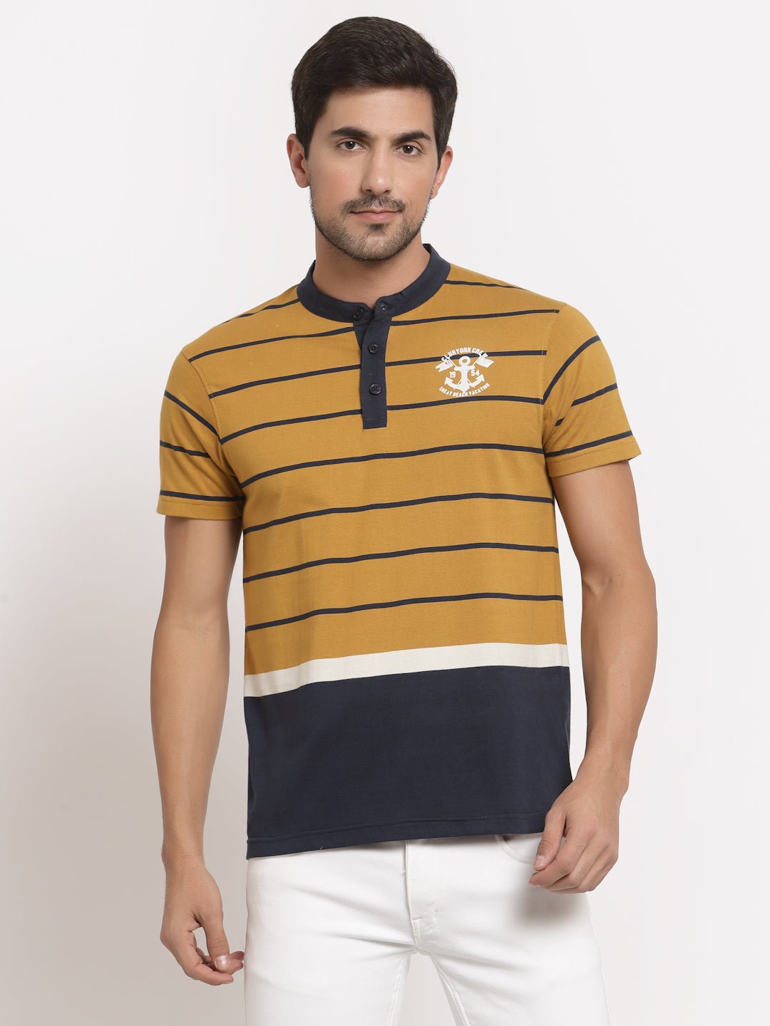 Mustard Henley T-Shirt - clubyork