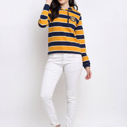 Mustard Striped Hooded Sweatshirt - clubyork