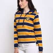 Mustard Striped Hooded Sweatshirt - clubyork