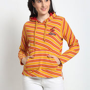 Mustard Striped Hooded Sweatshirt - clubyork