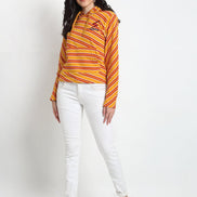 Mustard Striped Hooded Sweatshirt - clubyork