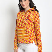 Mustard Striped Hooded Sweatshirt - clubyork