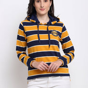 Mustard Striped Hooded Sweatshirt - clubyork