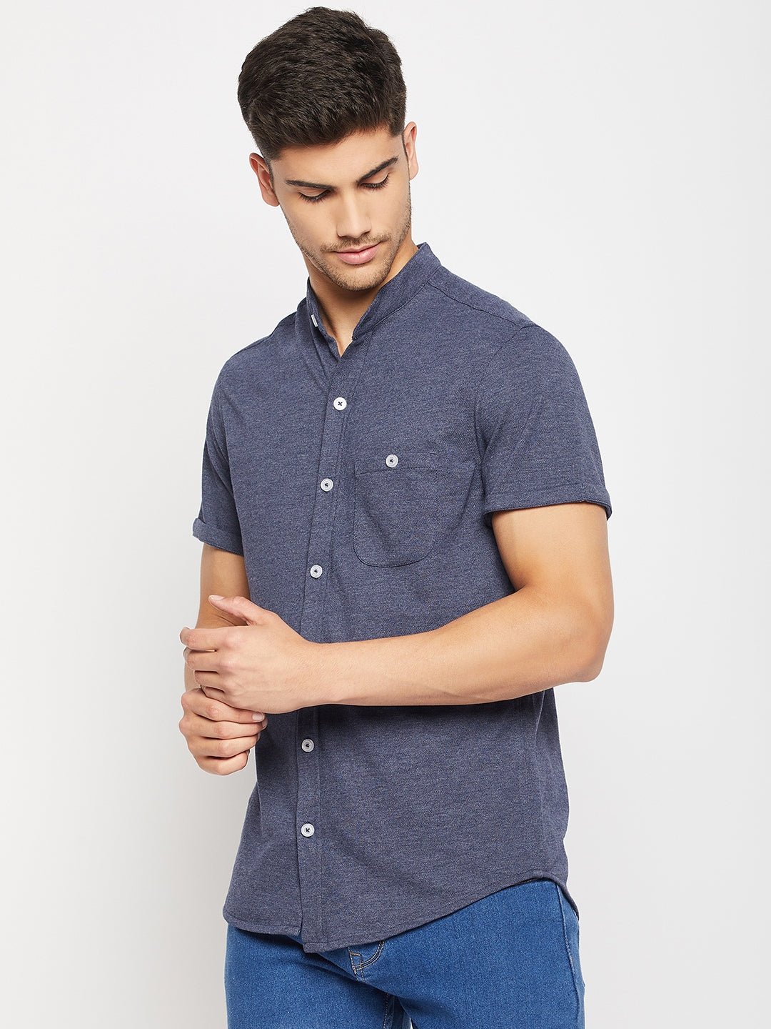 Navy Blue Knitted Shirt - clubyork