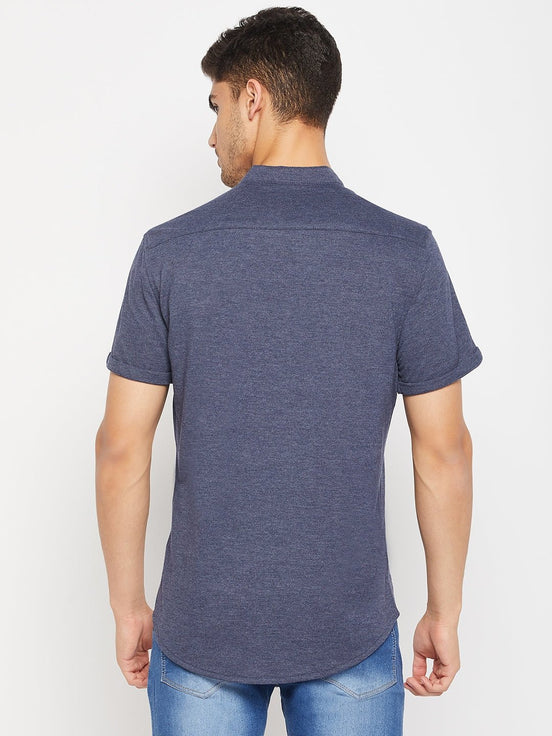 Navy Blue Knitted Shirt - clubyork