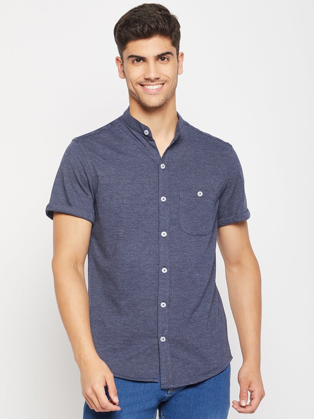 Navy Blue Knitted Shirt - clubyork