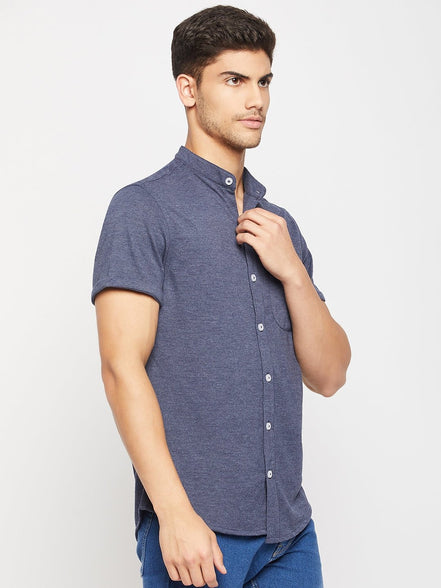Navy Blue Knitted Shirt - clubyork