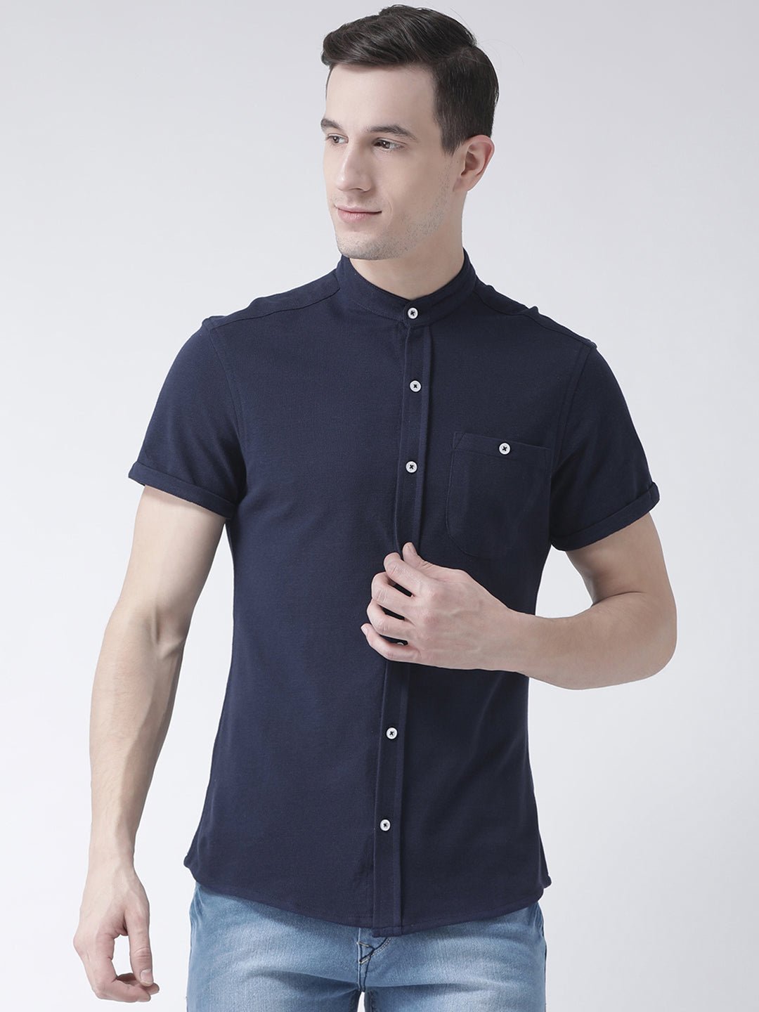 Navy Blue Knitted Shirt - clubyork