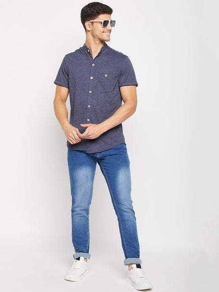 Navy Blue Knitted Shirt - clubyork