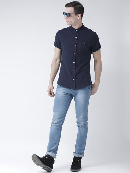Navy Blue Knitted Shirt - clubyork