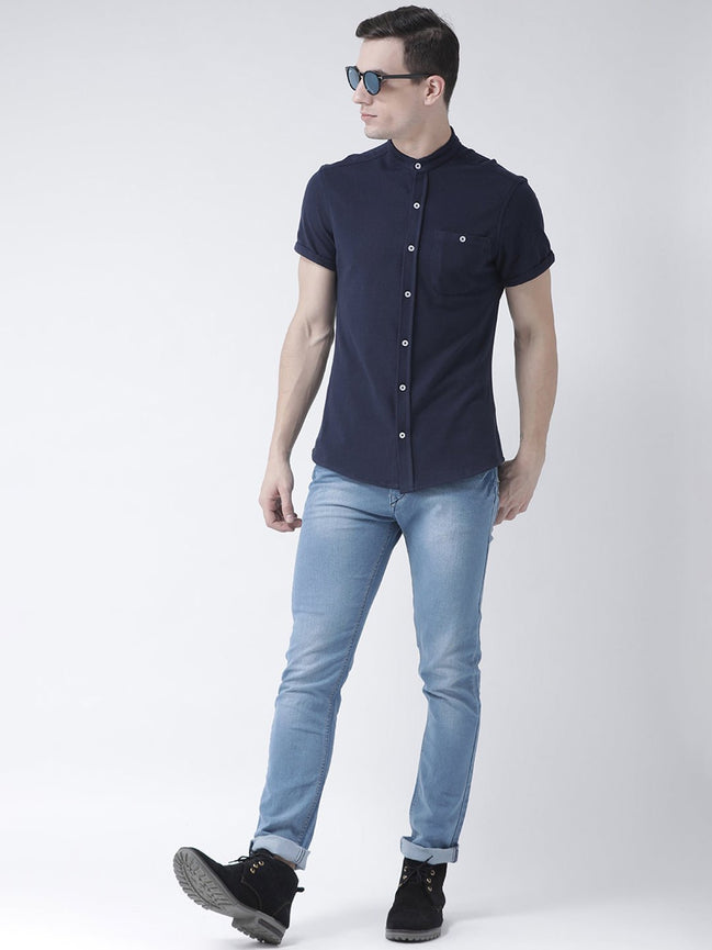 Navy Blue Knitted Shirt - clubyork