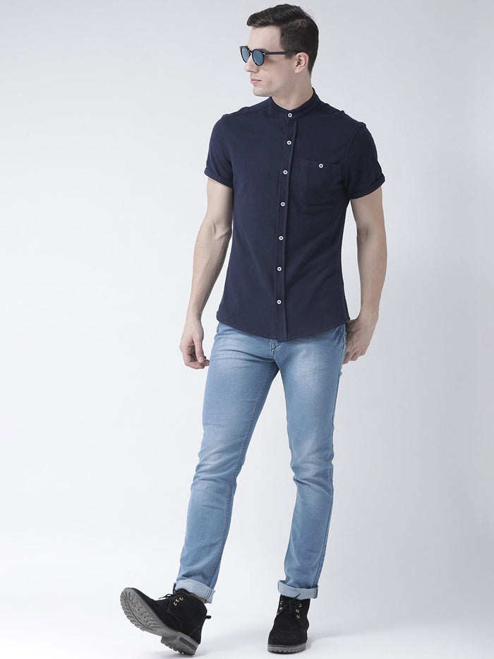 Navy Blue Knitted Shirt - clubyork