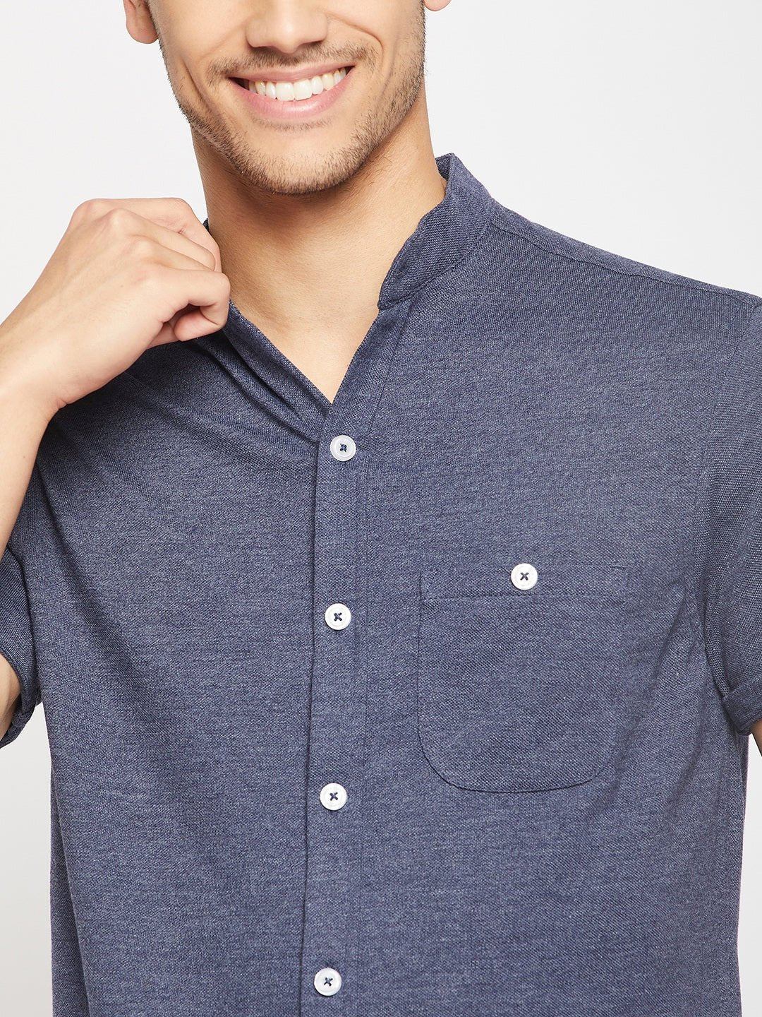 Navy Blue Knitted Shirt - clubyork