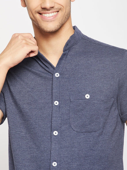 Navy Blue Knitted Shirt - clubyork