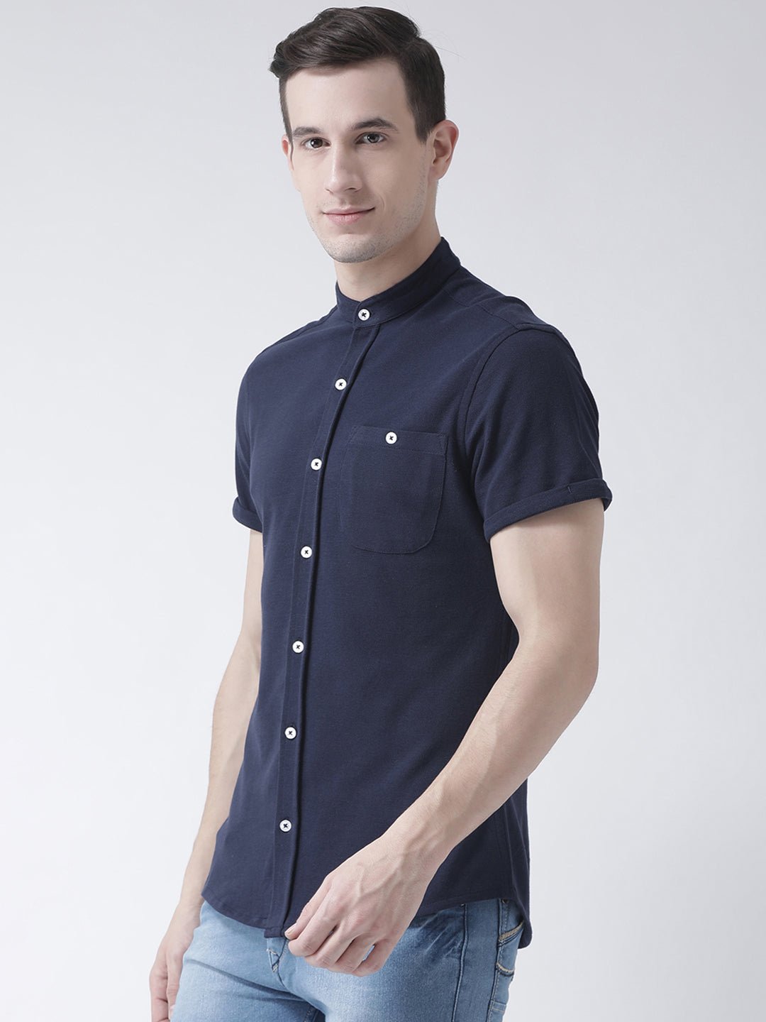 Navy Blue Knitted Shirt - clubyork