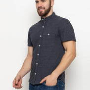 Navy Blue Melange Knitted Shirt - clubyork