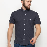 Navy Blue Melange Knitted Shirt - clubyork