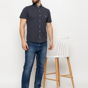 Navy Blue Melange Knitted Shirt - clubyork