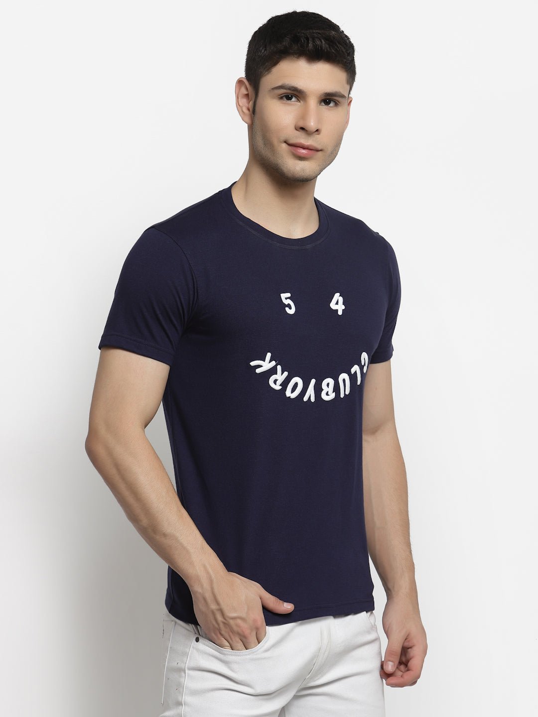 Navy Melange Round T-Shirt - clubyork