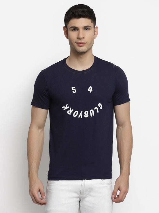 Navy Melange Round T-Shirt - clubyork