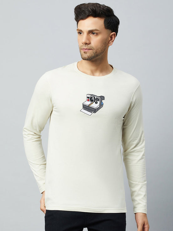 Off White Printed Round Neck T-Shirt - clubyork