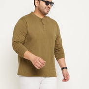 Olive Green Solid Plus Size Tshirt - clubyork