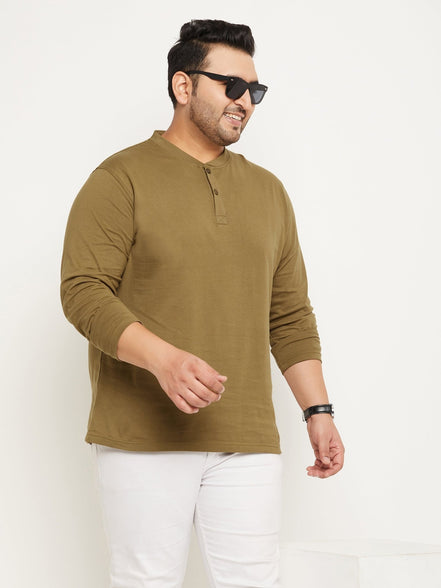Olive Green Solid Plus Size Tshirt - clubyork