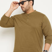 Olive Green Solid Plus Size Tshirt - clubyork