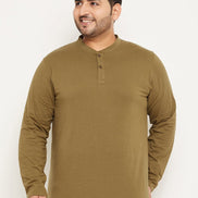 Olive Green Solid Plus Size Tshirt - clubyork
