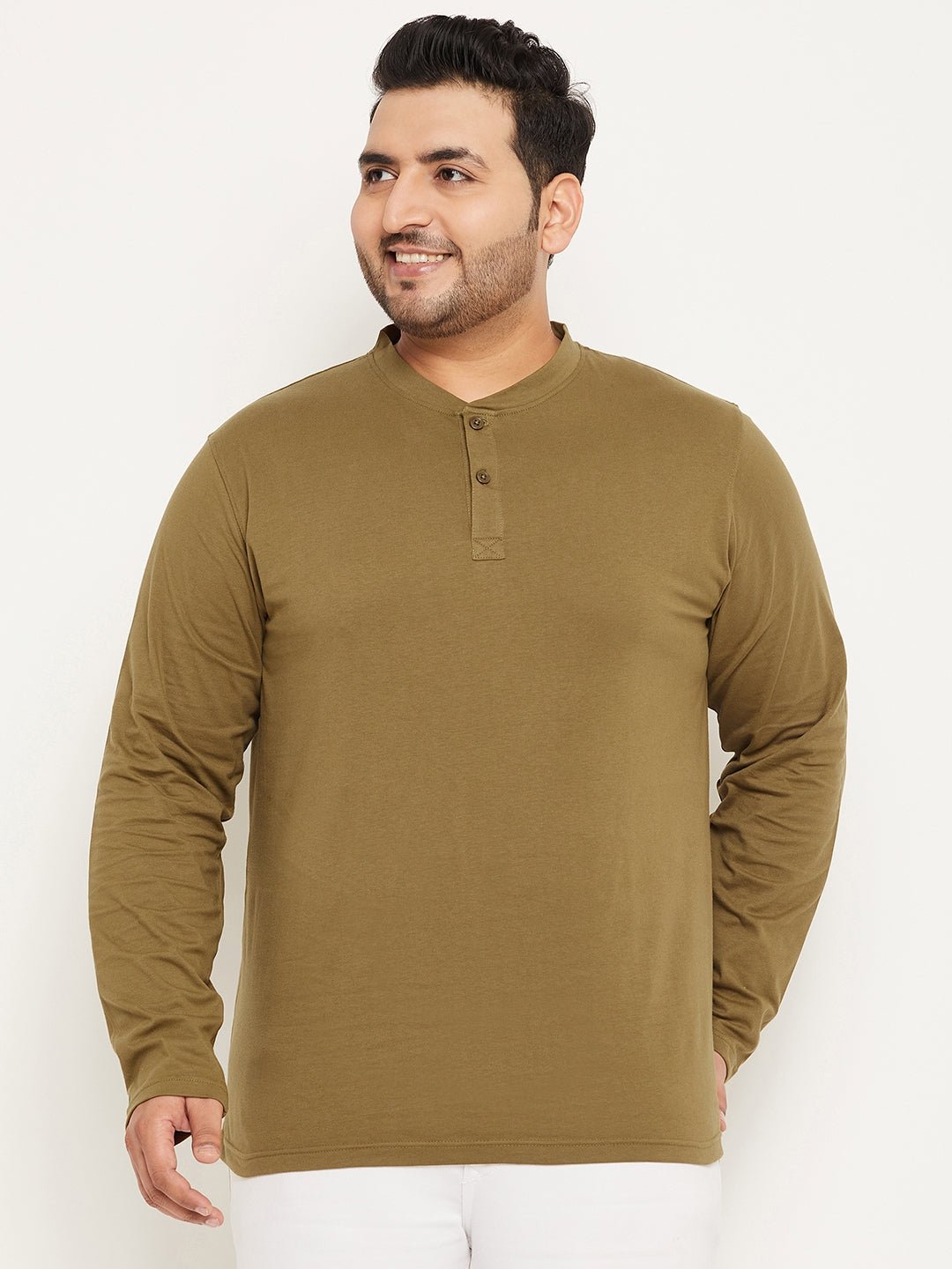 Olive Green Solid Plus Size Tshirt - clubyork