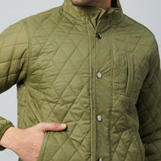 Olive Mock Neck Front Zipper Jacket - clubyork