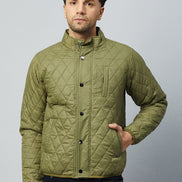 Olive Mock Neck Front Zipper Jacket - clubyork