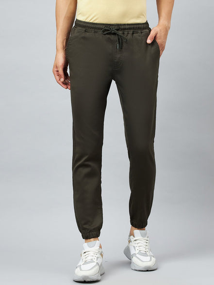 Olive Slim Fit Solid Jogger - clubyork