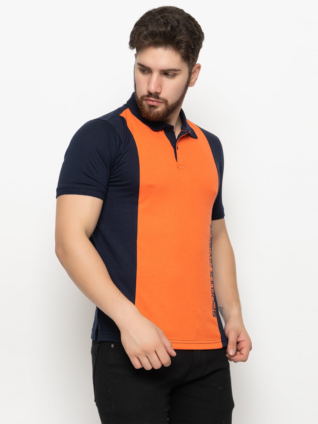 Peach Colorblocked Polo T-Shirt - clubyork