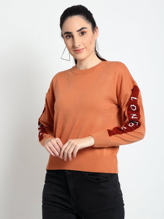 Peach Round Neck Sweater - clubyork