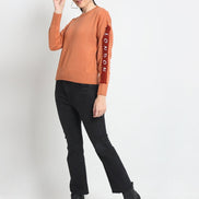 Peach Round Neck Sweater - clubyork