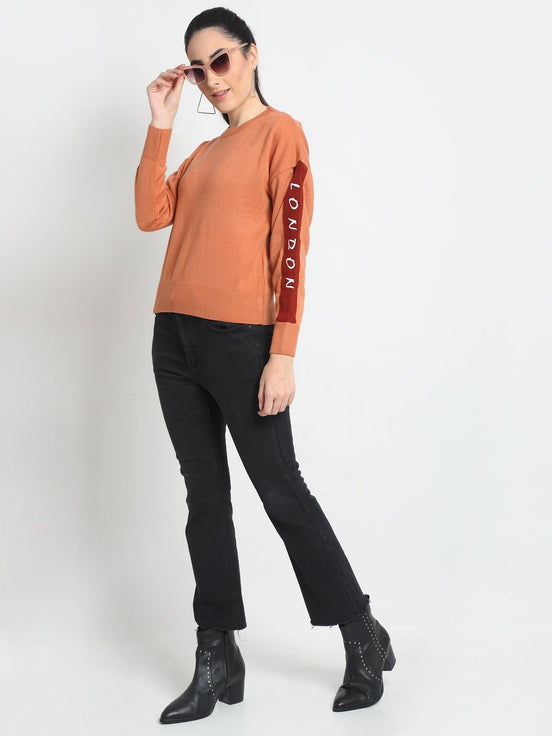 Peach Round Neck Sweater - clubyork