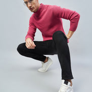 Pink Ribbed High Neck Sweater - clubyork