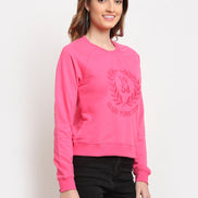 Pink Typography Print Round Neck Sweatshirt - clubyork