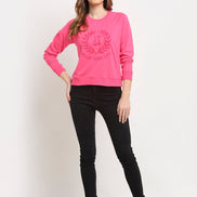 Pink Typography Print Round Neck Sweatshirt - clubyork