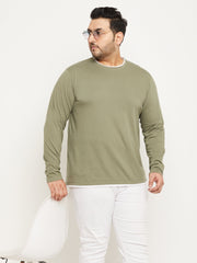 Pista Green Solid Plus Size Tshirt