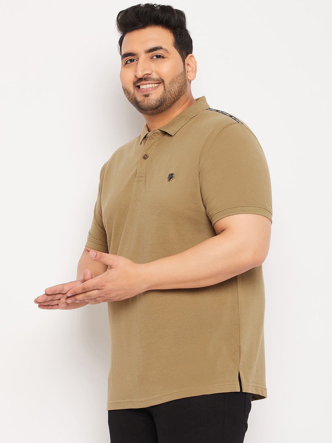 Plus Size Beige Polo T-Shirt - clubyork