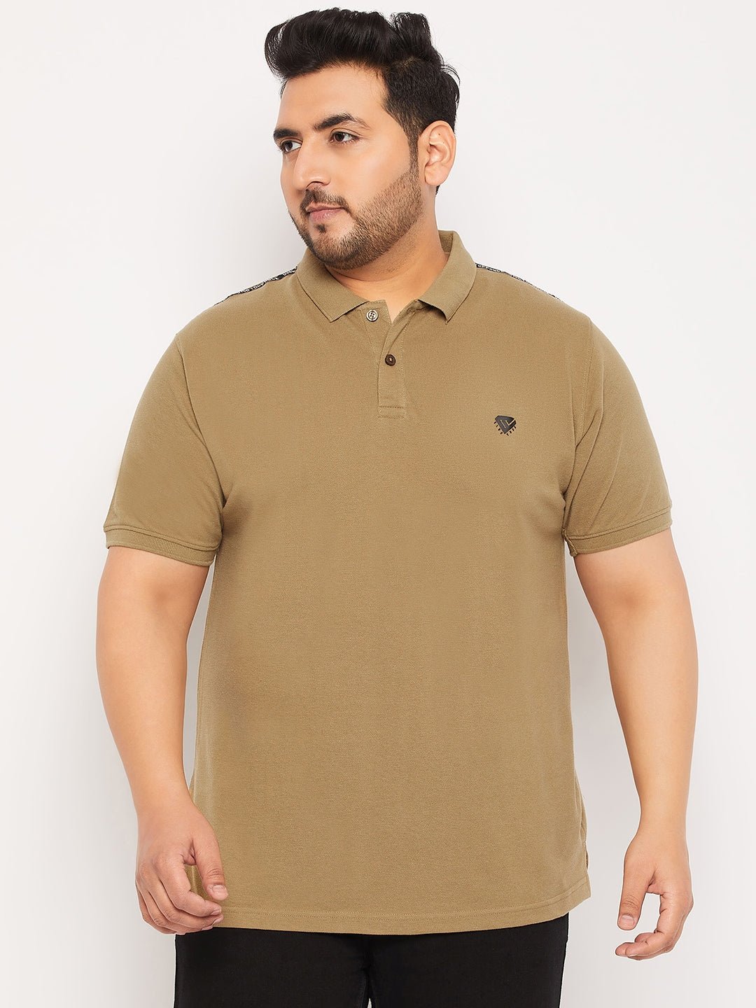 Plus Size Beige Polo T-Shirt - clubyork