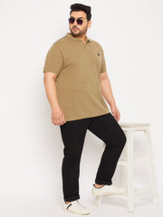 Plus Size Beige  Polo T-Shirt